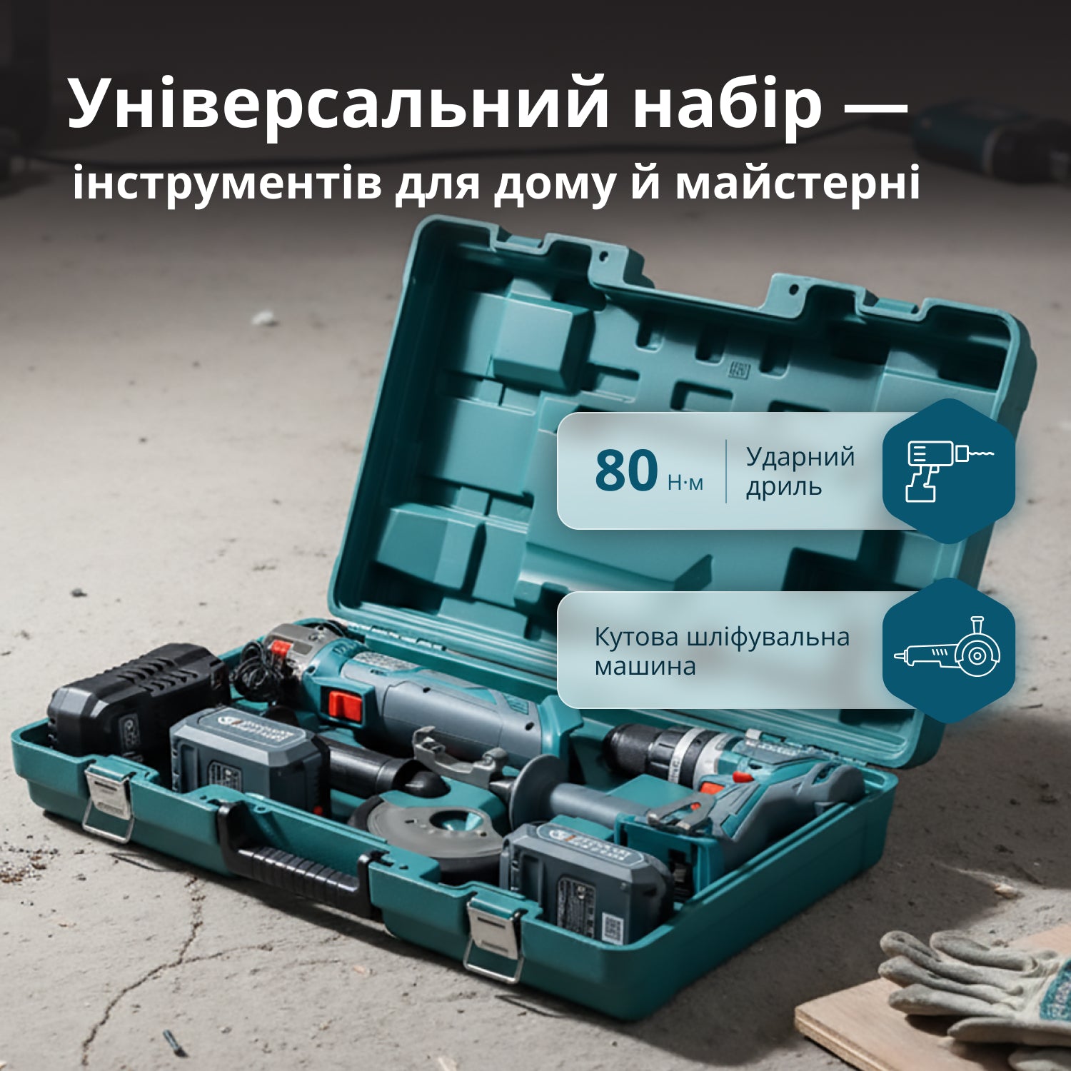 Набір акумуляторного електроінструменту 2-в-1 KS IDAGB 20V SET 1  PLUS