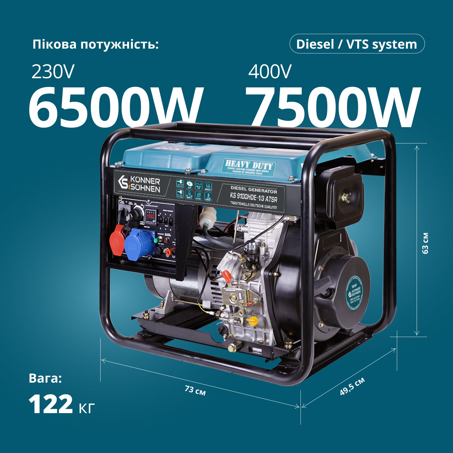 Дизельний генератор «Könner & Söhnen» KS 9100HDE-1/3 ATSR (EURO V)
